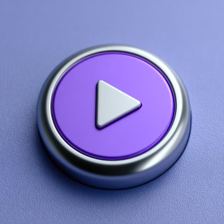 Purple Play Button with Metallic Ringの素材