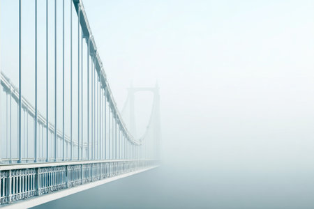 Suspension Bridge in Fogの素材