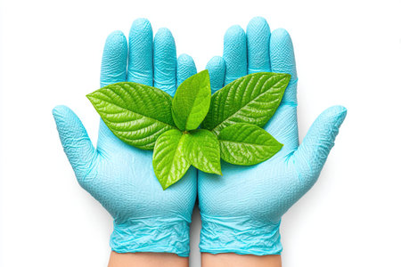 Green Leaves in Gloved Handsの素材