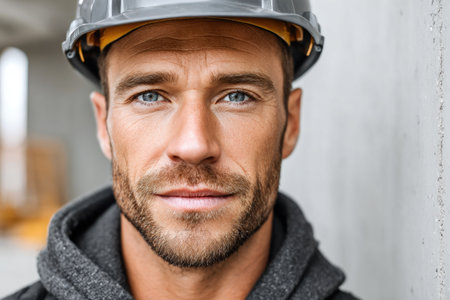 Construction Worker Portrait Close-Upの素材