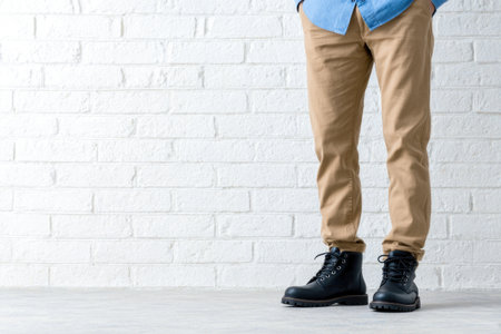 Stylish man wearing black bootsの素材