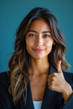 Confident Woman Giving Thumbs Upの素材