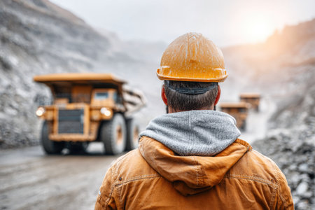 Construction Worker at Quarry Siteの素材