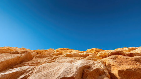 Sandstone Wall Under Clear Blue Skyの素材