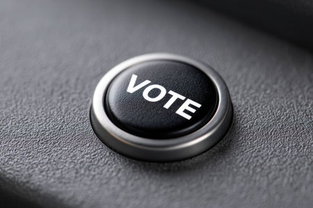 Black Voting Button with Metallic Edgeの素材