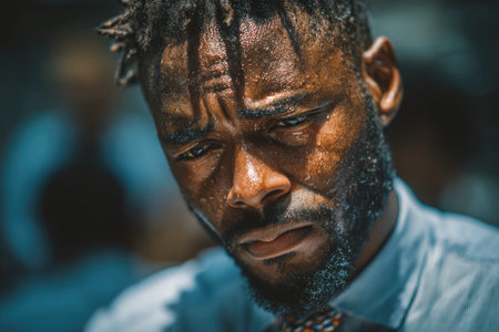 Sweating Man in Heat and Sunlightの素材