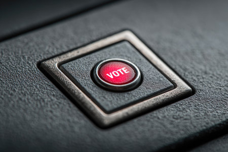 Vote button on modern electronic deviceの素材