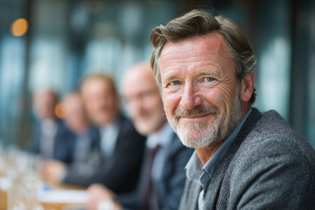 Smiling Middle-Aged Man at Business Meetingの素材