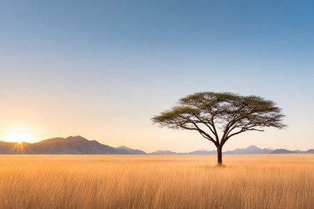 Single Tree in Golden Savannahの素材