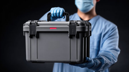 Healthcare Worker Presenting Medical Caseの素材
