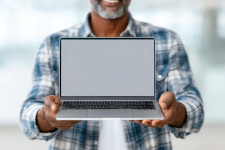 Man Showing Laptop Screenの素材