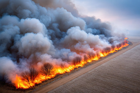 Wildfire Burning Trees with Thick Smokeの素材
