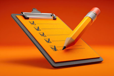 Checklist on Clipboard with Pencilの素材