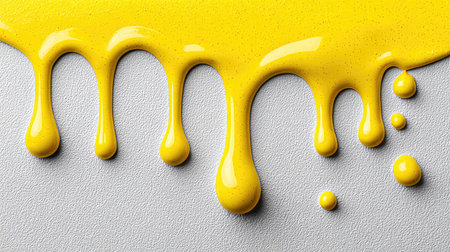 Yellow Paint Drips on White Backgroundの素材