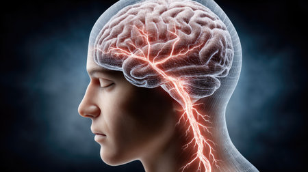 Human Brain with Neural Connections Illustrationの素材