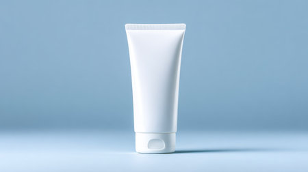 White Cosmetic Tube on Blue Backgroundの素材
