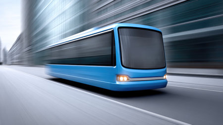 Futuristic Blue Bus in Motionの素材