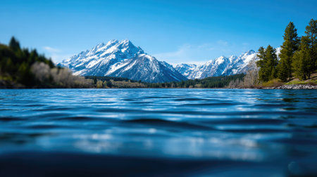 Mountain Range Viewed from Lake Surfaceの素材