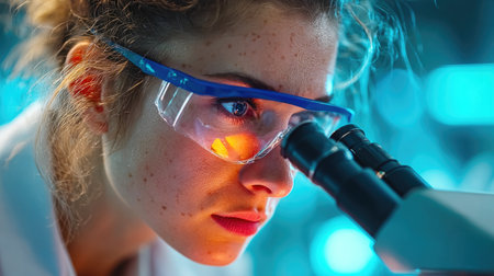 Female Scientist Using Microscopeの素材