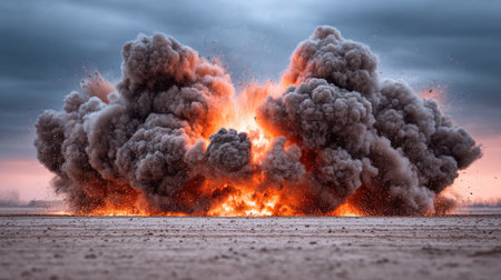 Massive Ground Explosion with Fireballの素材