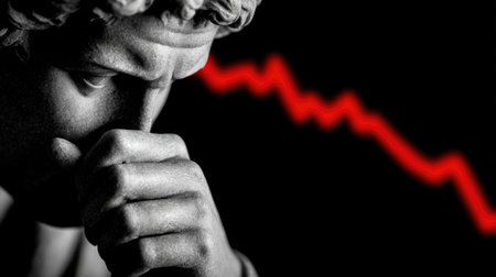 Worried Sculpture and Economic Decline Graphの素材