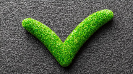 Eco Green Check Mark on Stone Backgroundの素材