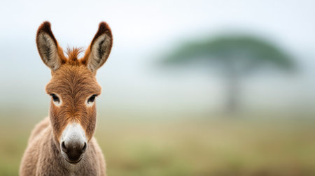 Young Donkey Close-up in Natureの素材