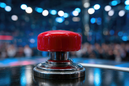 Big Red Push Button on Deskの素材