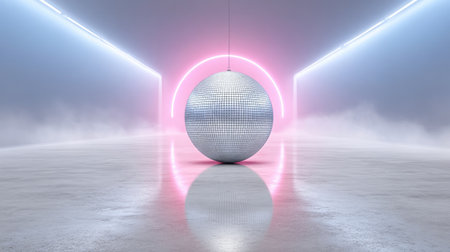 Futuristic Disco Ball with Neon Lightsの素材
