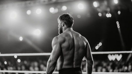 Black and White Wrestler Back Viewの素材