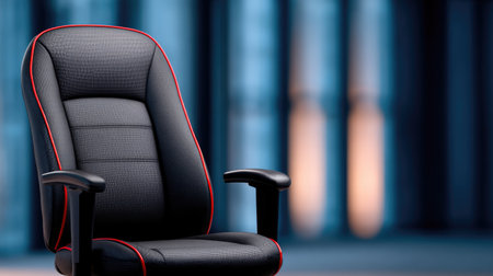 Modern Black Office Chair with Red Accentsの素材