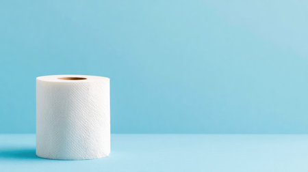 Toilet Paper Roll on Blue Backgroundの素材