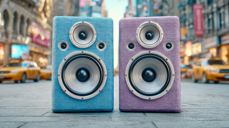 Colorful Speakers in City Streetの素材