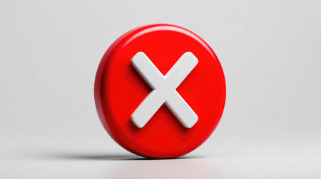 Red Round Button with White X Symbolの素材