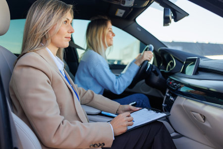 Driving Instructor Stressed During Student's Maneuverの写真素材