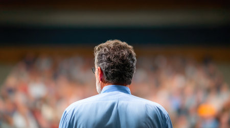 Rear View of Speaker Addressing Large Audienceの素材