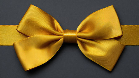 Golden Satin Gift Bow on Dark Backgroundの素材