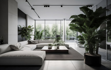 Modern style living room, Generative AIの素材