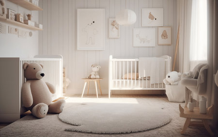 Modern nursery room, Generative AIの素材