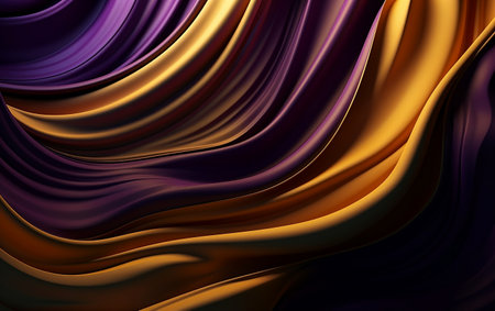abstract background with smooth lines in yellow, purple and brown colors, Generative AIの素材