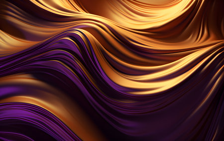abstract background with smooth lines in purple and gold colors for design, Generative AIの素材