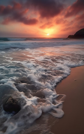 Sunset on the beach, Generative AIの素材