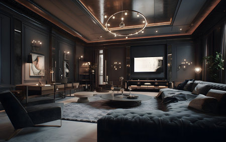Luxury living room interior design. Generative AIの素材
