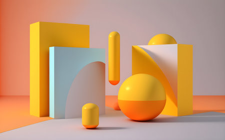 Abstract geometric forms. Minimalist background. Generative AIの素材