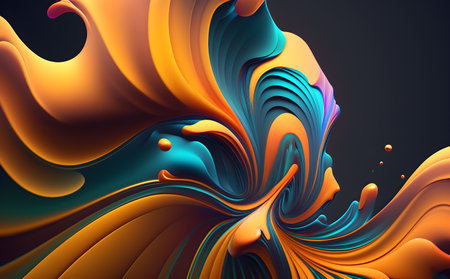 Abstract colorful background, dynamic design featuring fluid lines and bold colors, Generative AIの素材