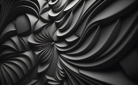 Abstract background with wavy pattern in black and white colors, Generative AIの素材
