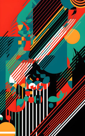Abstract colorful background with geometric elements. Generative AIの素材