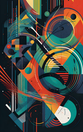 Abstract colorful background with geometric elements. Generative AIの素材