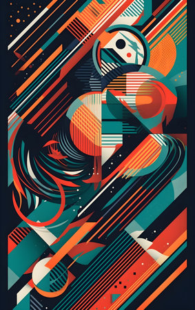 Abstract colorful background with geometric elements. Generative AIの素材