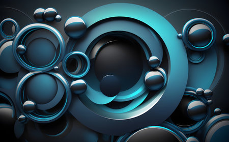 Abstract blue background with circles. Generative AIの素材